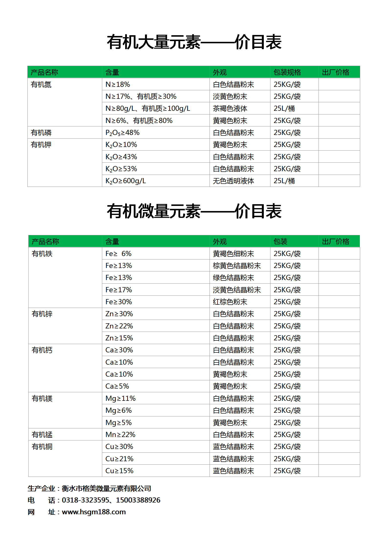 有機微量元素肥料